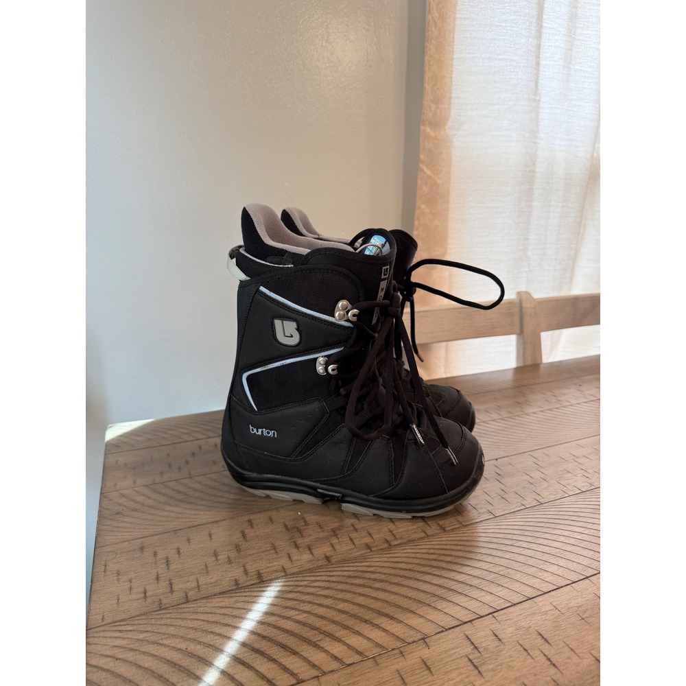 Burton Moto Snowboard Boots Black White Mens Size 8 Lace Up Winter Sport